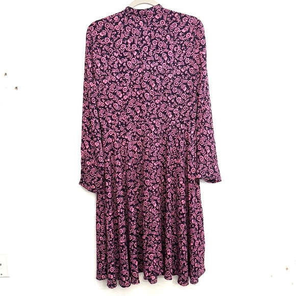 Nanette Lepore Navy and Dusty Pink Floral Feminine Dress Size 10 - Picture 11 of 11